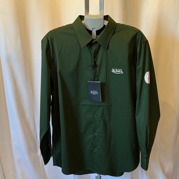 Von Dutch Men's Dark Green Casual Shirt y2k - Picture 3 of 9